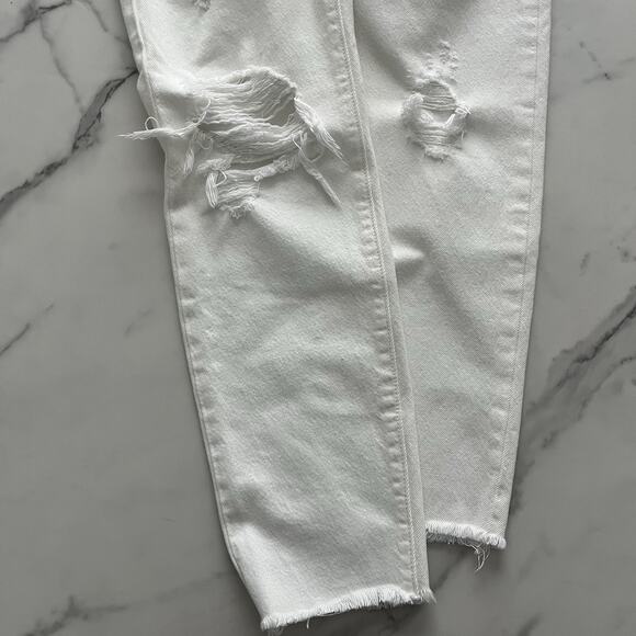 Levi's Premium Wedgie Jeans Straight Distressed Cropped Y2K Denim White Size 26 - Picture 12 of 14